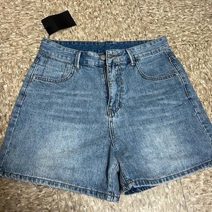 High waisted jean shorts